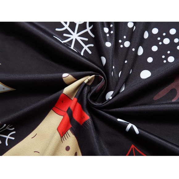 KIRA Women's Christmas Scoop-Neck Graphic Long-Sleeve Fit and Flare Dress Black - Picture 5 of 9